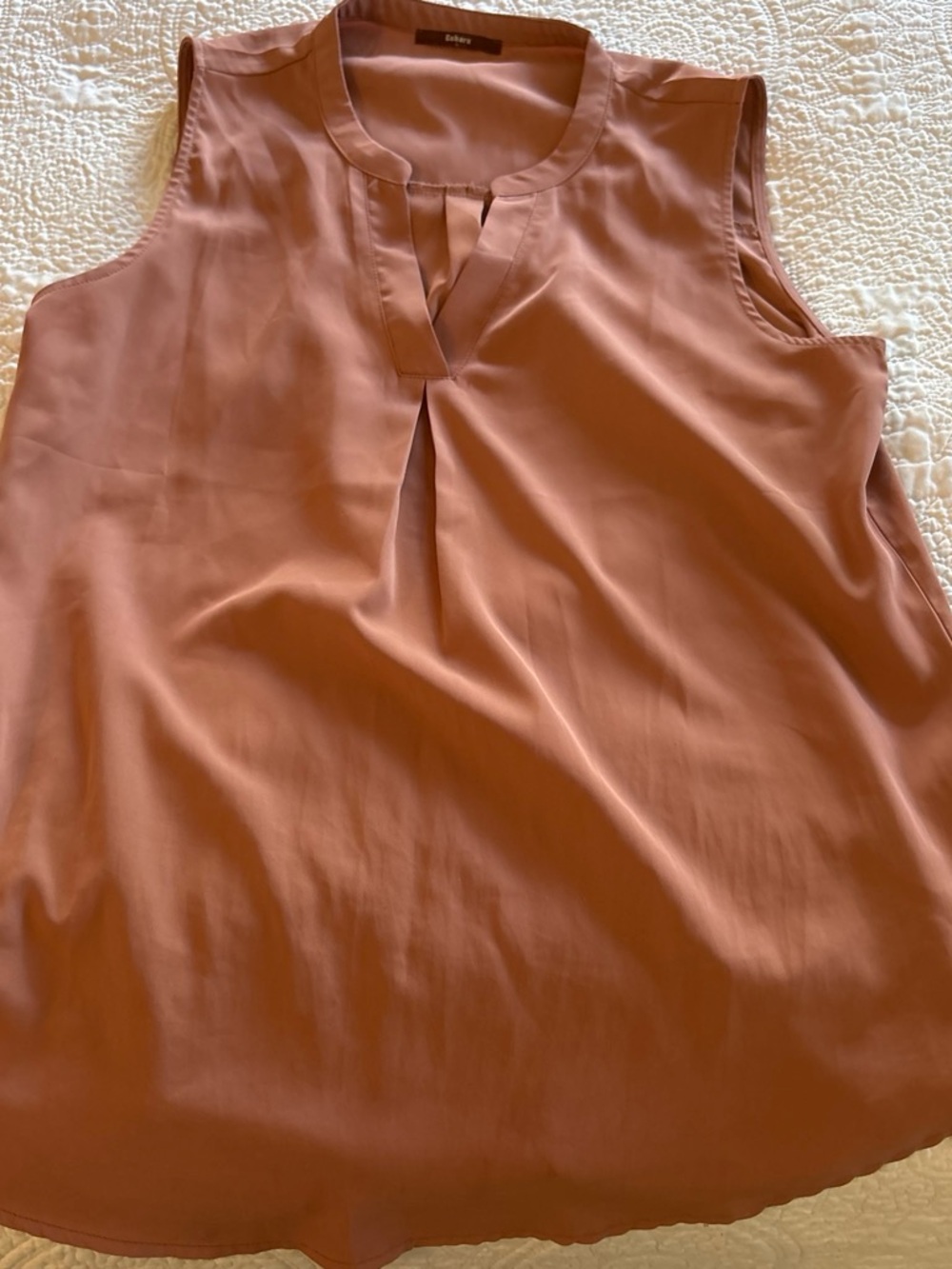 Eileen Fisher Rose-Mauve Silk-Blend Sleeveless V-Notch Shell